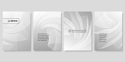 Wall Mural - Set of Futuristic Cover Design Templates with Wavy Lines. EPS10 Vector.