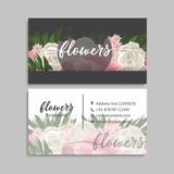 Fototapeta  - set of front and back of business card with flowers