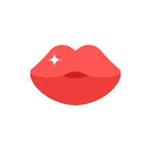 Sexy Red Lips Isolated On Transparent Background.