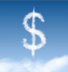 dollar shape clouds on blue sky. Vector. eps10