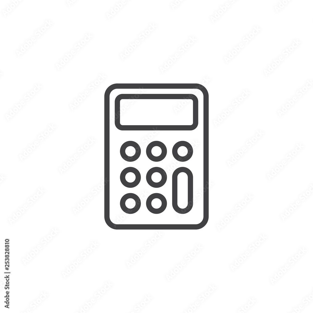 Calculator buttons line icon. linear style sign for mobile concept and web design. Math calculator outline vector icon. Symbol, logo illustration. Pixel perfect vector graphics