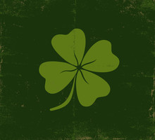 Lucky Clover On Old Dark Green Paper