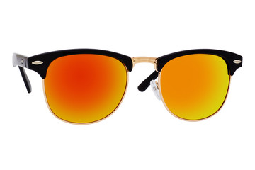 Sunglasses with orange lenses isolated on white background