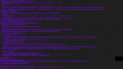 Purple screen coding hacker concept animation with glitch. Programming code typing error. Big data and Internet cyber attack. Programming code abstract. Blockchain concept, computer digital code