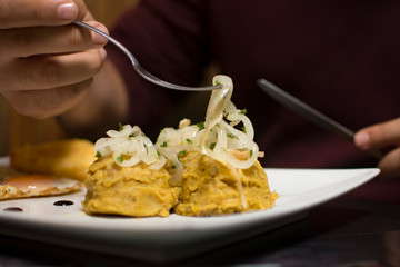 Dominican food mangu with onion