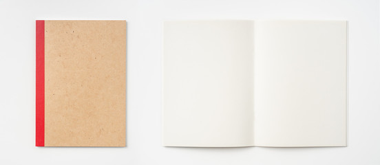 color kraft notebook on white background