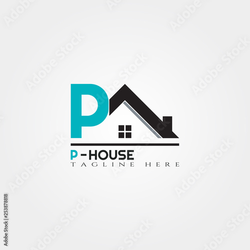 House icon template with P letter, home creative vector logo design ...