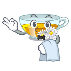 Sticker - Waiter chamomile tea in the cartoon shape