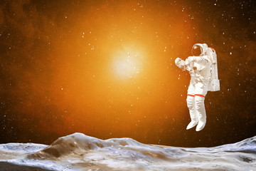 Wall Mural - . astronaut landing on a planet. cosmonaut explore unknown planet. elements of this image furnished 