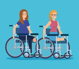 Sticker - disabled women sitting in the wheelchair without legs