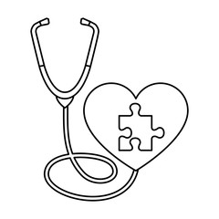 Sticker - heart with puzzle attached and stethoscope