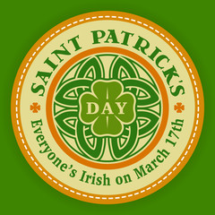 Wall Mural - Vector St Patrick day irish logo labels icon 