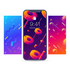 Poster - Geometric abstract wallpaper designs for smartphone screen.