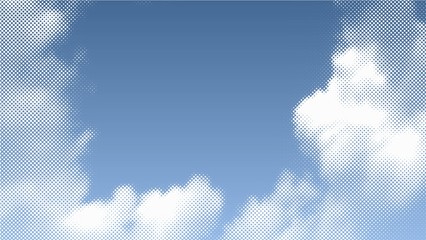 Wall Mural - color halftone texture of clouds. white clouds against blue sky. vector illustration.