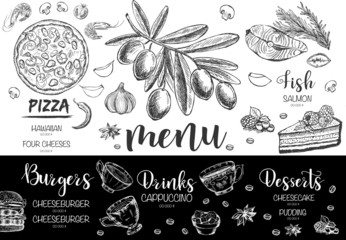 Wall Mural - Restaurant cafe menu, template design. Food flyer.