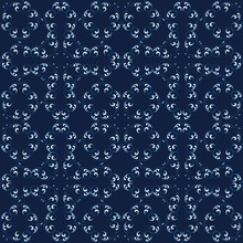 Vintage Seamless Pattern On Dark Blue Background