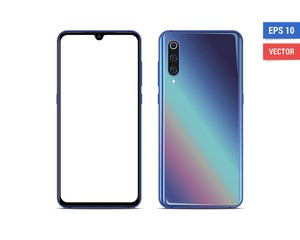 Wall Mural - Realistic vector flat mock-up Xiaomi Mi9 isolated on white background. Scale image any resolution