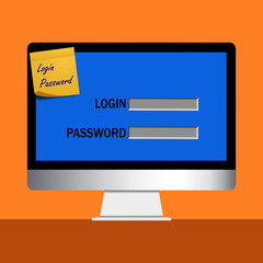 vector illustration of it security breach and vulnerability educational concept. sticky note with pa