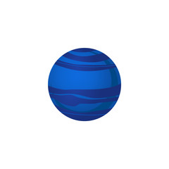 Wall Mural - Neptune blue planet of solar system in flat style isolated on white background.