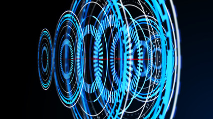 Wall Mural - technical futuristic banner. abstract radar with targets in action. radar digital overlap layer line