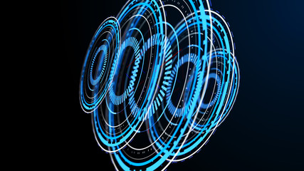 Wall Mural - technical futuristic banner. abstract radar with targets in action. radar digital overlap layer line