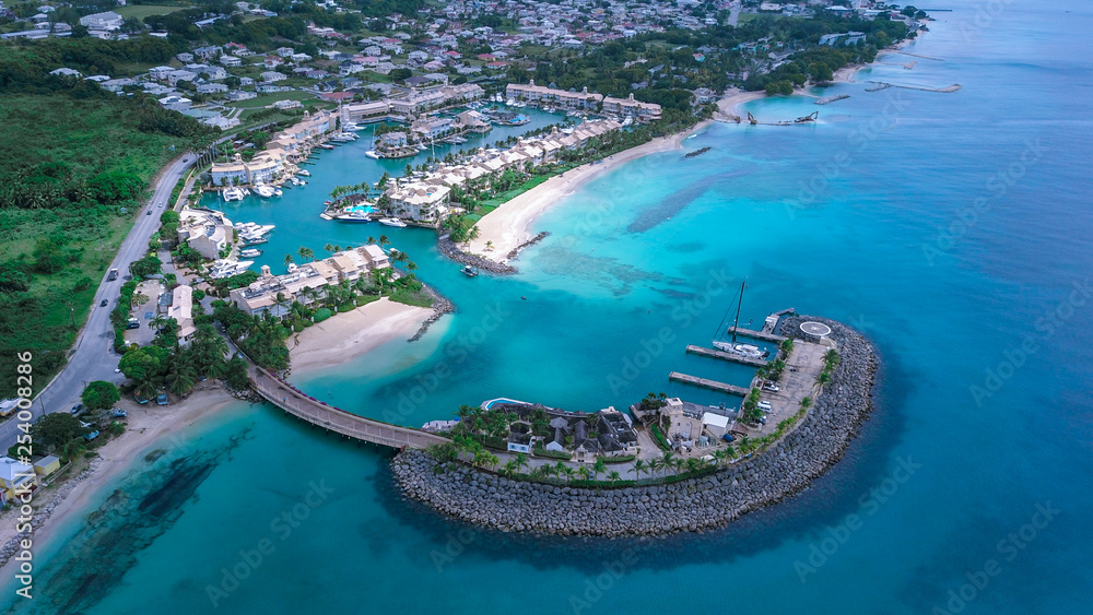 Panoramic View to the Barbados Coastline near Bridgetown, Caribbean - obrazy, fototapety, plakaty 