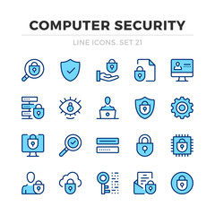 Wall Mural - computer security vector line icons set. thin line design. modern outline graphic elements, simple s