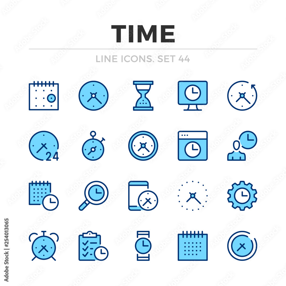 Time vector line icons set. Thin line design. Outline graphic elements ...