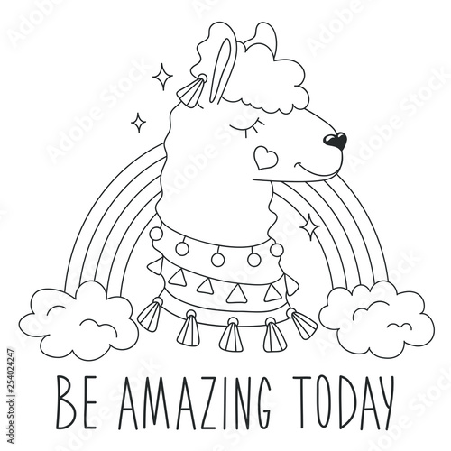 Art Llama Drawing For T Shirts Be Amazing Today Text Design For