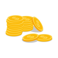 Wall Mural - Golden coins stack. Vector illustration