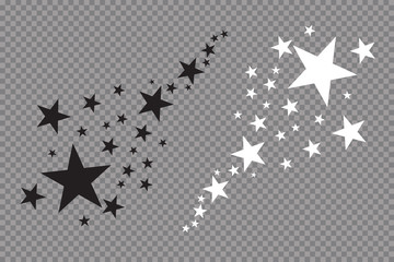Wall Mural - stars on a white background. black star shooting with an elegant star.meteoroid, comet, asteroid, st