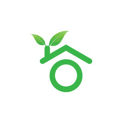 Sticker - PrintHome with leaf eco green home logo design