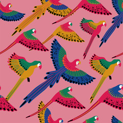 Wall Mural - Seamless pattern With Flying Parrots.