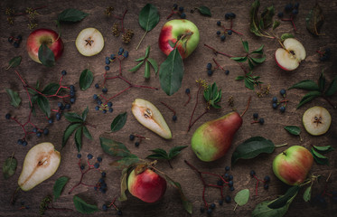 Wall Mural - Pears and apples on the table