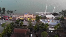 Aerial Flight Over Ship At Klang Port 