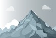 Mountain landscape. Alpine Mountain graphic top, high shape stone on background sky. Vector Isolated Landscape