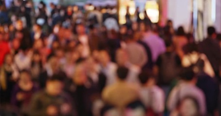 Wall Mural - Blur of city street with crowded of people walking