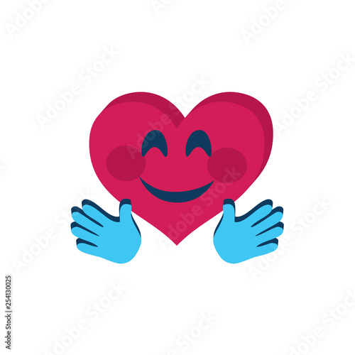 Cute Emoji Heart Shaped With Hands Beautiful Vector Red Blue Clipart Emoticon With Hugs Stock Vector Adobe Stock