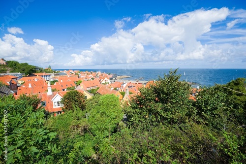 Aerial view of small town -...