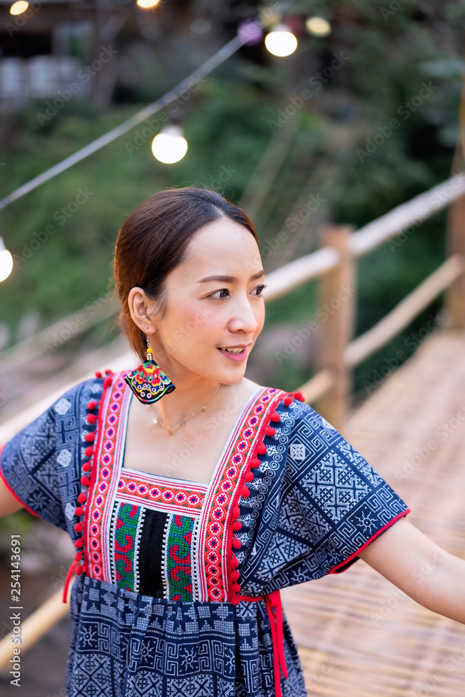 asian girl in holiday by posing smile relaxation in nature