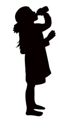 Wall Mural - girl drinking, silhouette vector