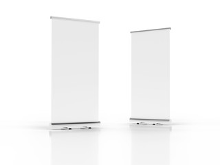 Wall Mural - Outdoor Advertising Stand Banner (empty roll-up poster) - mockup template. 3D rendering