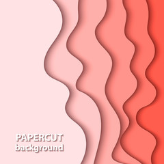 Wall Mural - Vector background with pastel coral color paper cut shapes. 3D abstract paper art style, design layout for business presentations, flyers, posters, prints, cards, brochure cover.