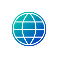 Wall Mural - globe earth grid icon vector illustration. linear symbol with thin outline. editable stroke. vector 