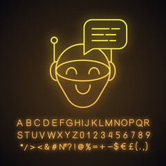 Poster - Chatbot message neon light icon