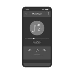 Music player app interface vector color template