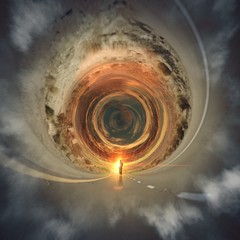 abstract background x tiny planet