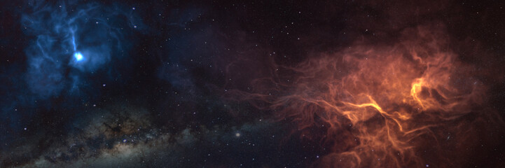 Wall Mural - beautiful space nebula with clouds and stars (science background banner)