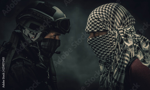 Fotomural insurgency and police concept