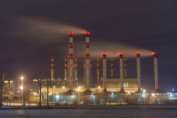 Industrial silhouettes of Moscow. Long exposure image.